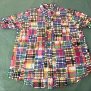 Brooks Brothers Shirt Mens L Colorblock Plaid Preppy Button Down Fun